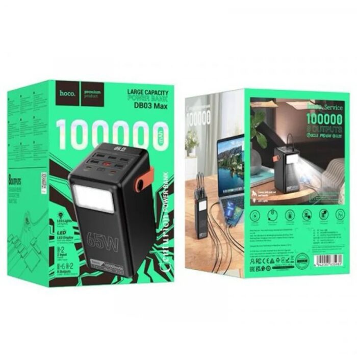 Повербанк Hoco DB03 Max Centurion 65w Fully compatible PB / Lamp / 100000 mAh Black - Зображення 5