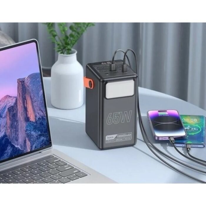 Повербанк Hoco DB03 Max Centurion 65w Fully compatible PB / Lamp / 100000 mAh Black - Зображення 4
