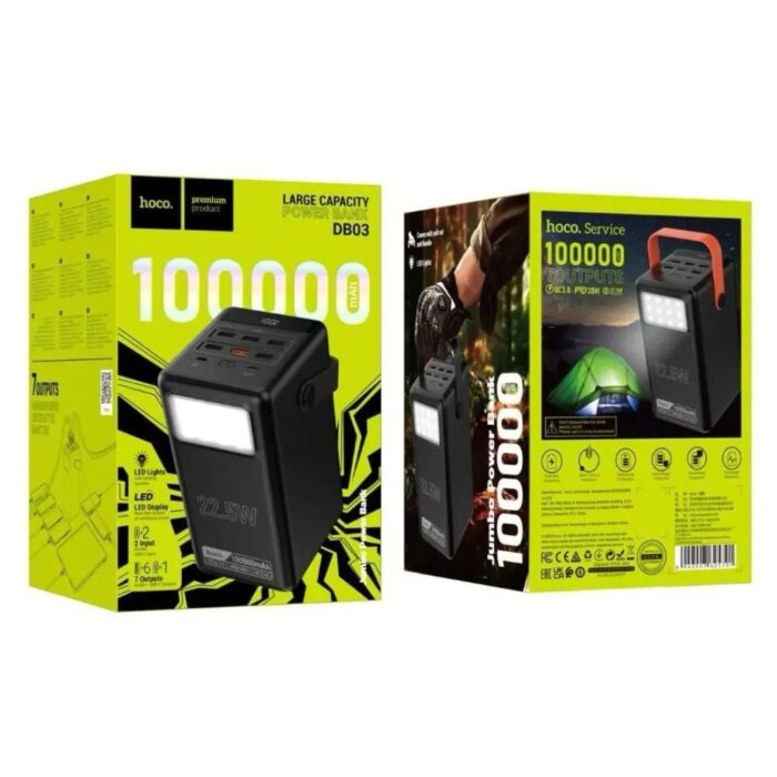 Повербанк Hoco DB03 Endure 22.5W fully compatible PB / Lamp / 100 000mAh Black - Зображення 3